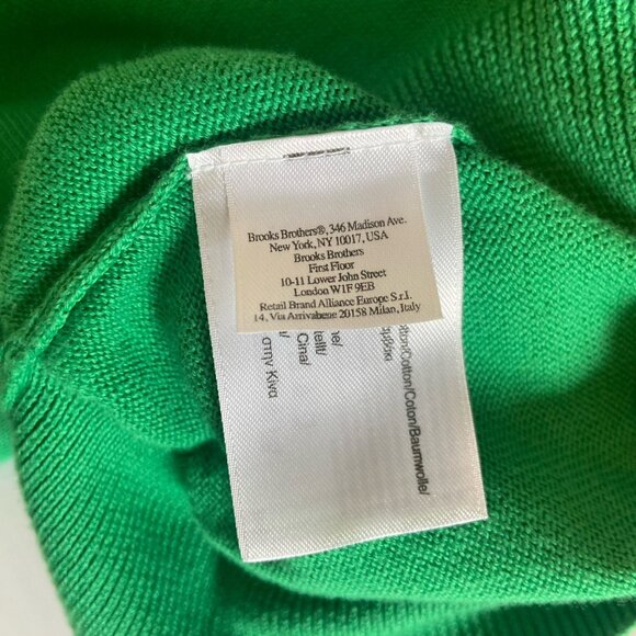 Brooks Brothers V Neck Supima Cotton Green Sweater Vest Size M Preppy Academia - Picture 7 of 8